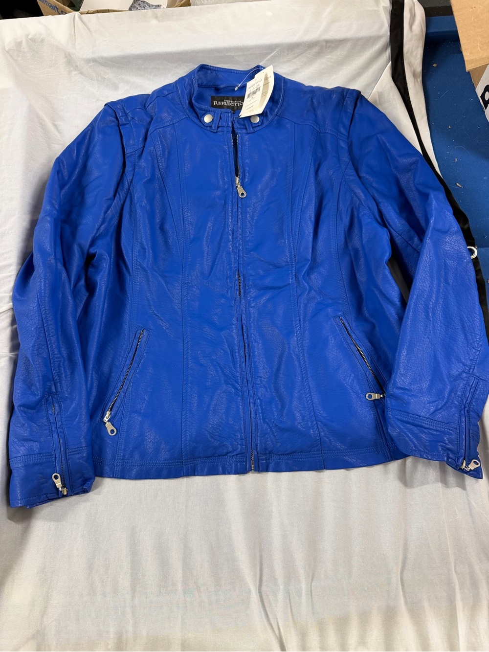 Northern reflections 2 in 1 blue marine faux leather jacket/vest